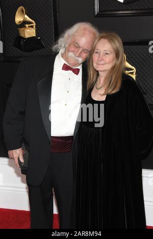 Los Angeles, CA, USA. 26th Jan 2020. David Crosby, Jan Dance arrive at the 62nd Annual Grammy Awards red carpet held at the Staples Center on January 26, 2020 in Los Angeles, California, United States. (Photo by Sthanlee B. Mirador/Sipa USA) Credit: Sipa USA/Alamy Live News Stock Photo