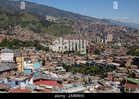 Looking down from Mount Monserrate with views over the city of Bogota. Stock Photo