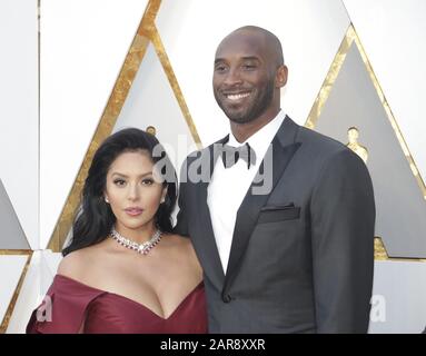 FILE: Los Angeles, United States. 26th Jan, 2020. In this March 4, 2018 file photo, Kobe Bryant and Vanessa Laine Bryant arrive on the red carpet for the 90th annual Academy Awards at the Dolby Theatre in the Hollywood section of Los Angeles. Bryant was killed in a helicopter crash with his 13-year-old daughter Gianna in Calabasas, California on January 26, 2020. Photo by John Angelillo/UPI Credit: UPI/Alamy Live News Stock Photo