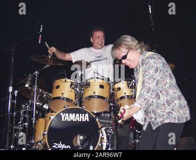 SEPTEMBER 15: Matt Frenette and Ken 'Spider' Sinnaeve of Loverboy perform at Lakewood Amphitheatre in Atlanta, Georgia on September 15, 2002.  CREDIT: Chris McKay / MediaPunch Stock Photo
