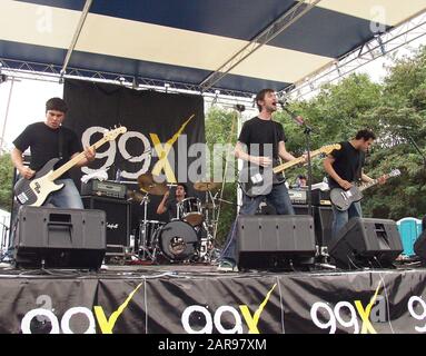 SEPTEMBER 28: Matt Miller, Tony Hajjar, Jim Ward, and Paul Hinojos of Sparta perform at Lakewood Amphitheatre in Atlanta, Georgia on September 28, 2002.  CREDIT: Chris McKay / MediaPunch Stock Photo