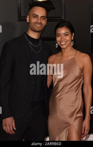 Los Angeles, CA. 26th Jan, 2020. Cassian Stewart, Jess Angeles at arrivals for 62nd Annual Grammy Awards - Arrivals, STAPLES Center, Los Angeles, CA January 26, 2020. Credit: Priscilla Grant/Everett Collection/Alamy Live News