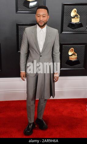 Los Angeles, USA. 26th Jan 2020. John Legend arrives for the 62nd annual Grammy Awards held at Staples Center in Los Angeles on Sunday, January 26, 2020. Photo by Jim Ruymen/UPI Credit: UPI/Alamy Live News Stock Photo