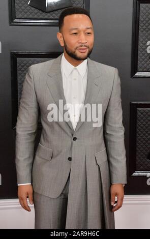 Los Angeles, USA. 26th Jan 2020. John Legend arrives for the 62nd annual Grammy Awards held at Staples Center in Los Angeles on Sunday, January 26, 2020. Photo by Jim Ruymen/UPI Credit: UPI/Alamy Live News Stock Photo