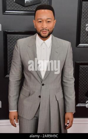 Los Angeles, USA. 26th Jan 2020. John Legend arrives for the 62nd annual Grammy Awards held at Staples Center in Los Angeles on Sunday, January 26, 2020. Photo by Jim Ruymen/UPI Credit: UPI/Alamy Live News Stock Photo