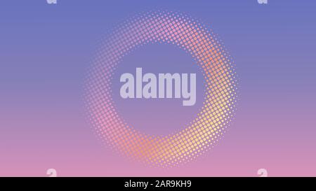 Colorful Radial Halftone Background Design Template, Pop Art, Abstract Dots Pattern Illustration, Modern Texture Element, Ring Halftone Ornament, Pink Stock Vector