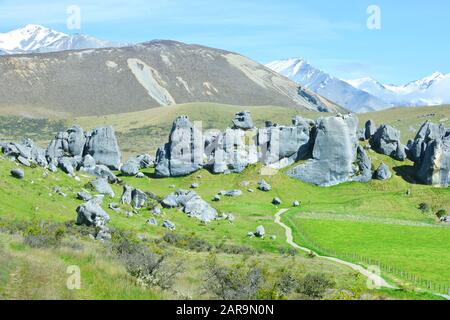 The Castle hill. Southern Alps. Arthurs Pass. New Zealand Stock Photo