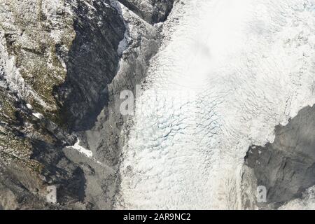 View of Franz Josef Glacier in Westland, South Island, New Zealand Stock Photo