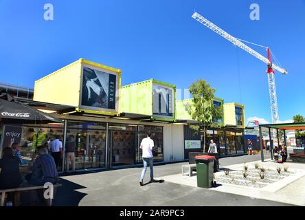 Christchurch, New Zealand -November 24, 2014: 2014: Restart Container Shops have been relocated to the Western End of Cashel Street Mall. Stock Photo