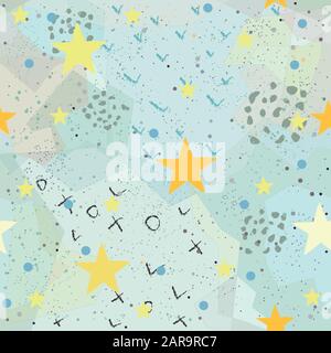 Cute Abstract Stars on dotted background. Great for Wall Art, t-shirts, cups, fabric, textile, gift wrapping, scrapbooks, etc. Vector Illustration. Stock Vector
