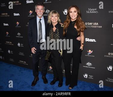 January 25, 2020, Beverly Hills, CA, USA: John Easterling, Olivia Newton-John and Tottie Goldsmith attends G'Day USA 2020 | Standing Together Dinner at the Beverly Wilshire Four Seasons Hotel. (Credit Image: © Billy Bennight/ZUMA Wire) Stock Photo