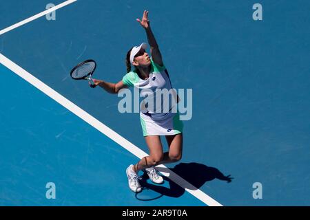 Melbourne, Australia. 27th Jan 2020. Simona Halep of Romania defeated Elise Mertens of, Belgium. at Melbourne Park, Melbourne, Australia on 27 January 2020. Photo by Peter Dovgan. Credit: UK Sports Pics Ltd/Alamy Live News Stock Photo