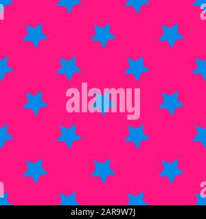 Seamless abstract Star Blue pattern on Pink background, Vector illustration texture for paper, wrapping and fabric Stock Vector