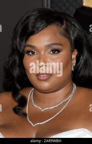 Los Angeles, CA, USA. 26th Jan 2020. Lizzo arrives at the 62nd Annual Grammy Awards red carpet held at the Staples Center on January 26, 2020 in Los Angeles, California, United States. (Photo by Sthanlee B. Mirador/Sipa USA) Credit: Sipa USA/Alamy Live News Stock Photo