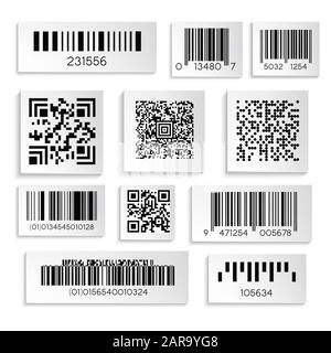 Barcode or serial number isolated icons, qr coding Stock Vector