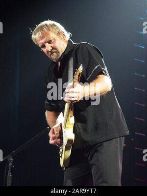 OCTOBER 13: Alex Lifeson of RUSH performs during the Vapor Trails Tour at Philips Arena in Atlanta, Georgia on October 13, 2002. CREDIT: Chris McKay / MediaPunch Stock Photo