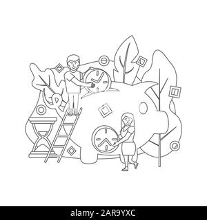 Times is money Vector illustration in line style Stock Vector