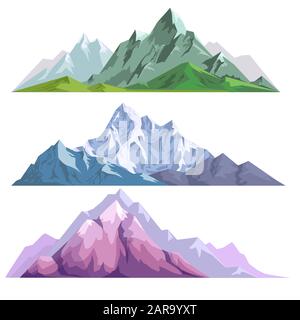 Landscape constructor set with mountains of different colors Stock Vector