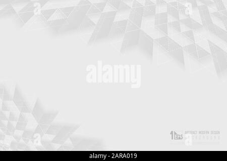 Abstract gray and white triangles pattern design for technology design background. Decorate for ad, poster, template design, artwork. illustration Stock Vector