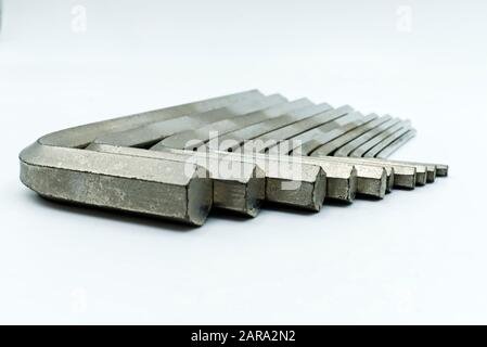 A set of Allen key tools isolated on white Stock Photo