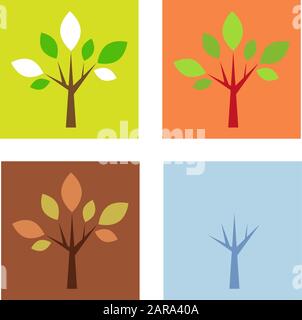 Four seasons in flat design Stock Vector