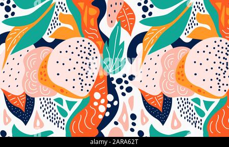 Abstract modern vector seamless pattern. Hand drawn various shapes and doodle objects. Horizontal endless ornament Stock Vector