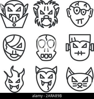 bundle halloween with set icons vector illustration design Stock Vector