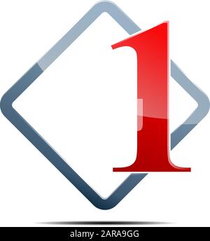 Vector sign number one, square edge Stock Vector
