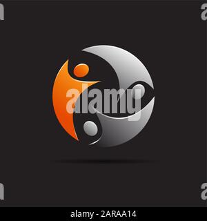 Vector sign teamwork on black background Stock Vector