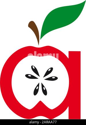 Vector sign letter A, apple Stock Vector