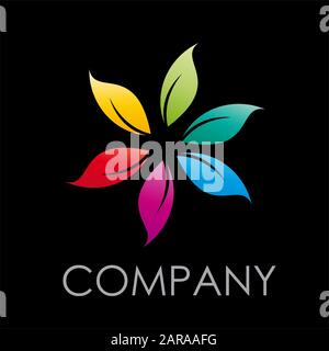 Vector sign colored leaves, rainbow Stock Vector