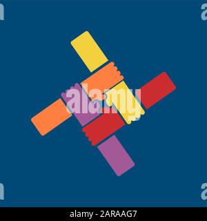 Vector sign teamwork, hands crossed Stock Vector