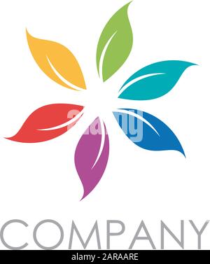 Vector sign colored leaves, rainbow Stock Vector