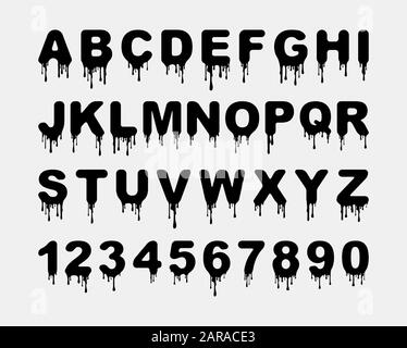 Blood Font For Halloween. Red Liquid Letter. Terrible Alphabet. Horror ...