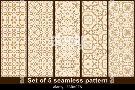 Set of five vector seamless rounded lines patterns. Stock Vector