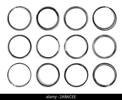 Dozen  black round grunge vector templates for rubber stamps Stock Vector