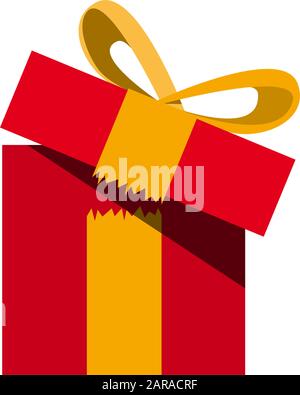 Vector sign open box, gift with ribbon Stock Vector