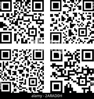 Set of four 2D barcodes, qr-codes. Vector illustration. Stock Vector