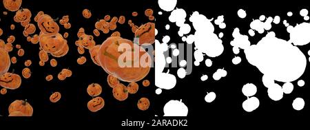 Multiple pumpkins . Design for your Halloween holiday. Clipping path and alpha channel - 3D illustration Stock Photo