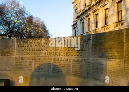 London memorial to the victims of the 2002 Bali terrorist bomb attack Stock Photo