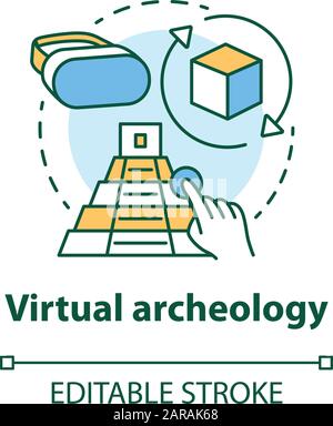 Virtual archeology concept icon. Computer simulations of cultural ...