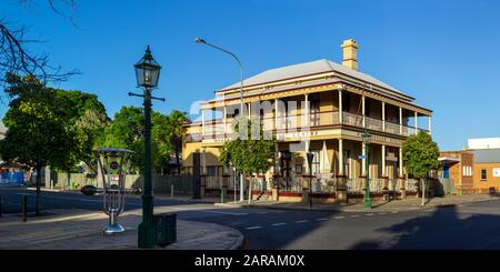 Maryborough Family Heritage Institute in historic Bank of New South Wales Building, Portside Heritage Precinct Maryborough Queensland. Stock Photo