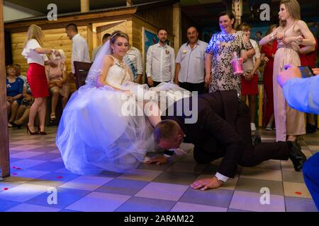 modern Ukrainian Wedding Ukraine Lutsk 02.09.2018. Stock Photo