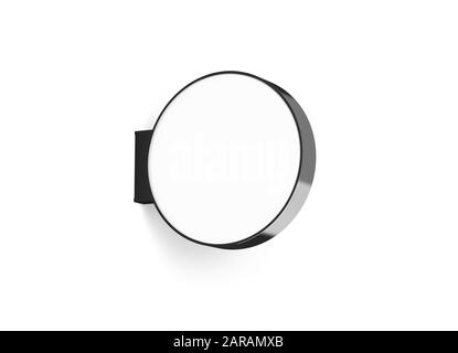 Download Blank round light box sign mockup on dark blank wall. With clipping path. 3d render Stock Photo ...