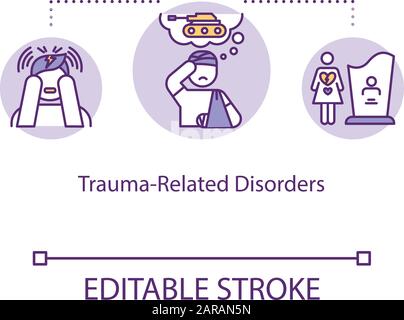 Trauma related disorders concept icon. Mental illness idea thin line illustration. Psychological problems. Post traumatic stress. Vector isolated outl Stock Vector