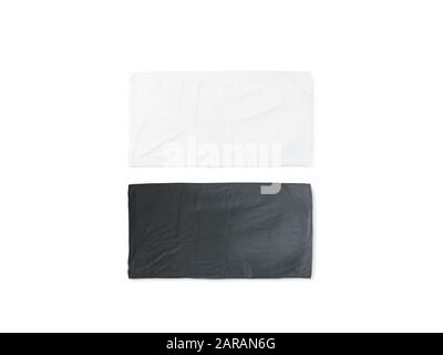 Blank black and white folded soft beach towel mockup Stock Photo