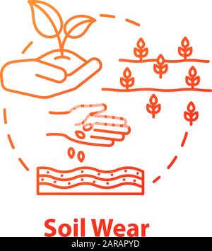 Soil wear concept icon. Industrial damage to nature. Agriculture and agronomy. Cultivation, seedling. Farming idea thin line illustration. Vector isol Stock Vector