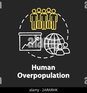 Human overpopulation chalk RGB color concept icon. Birth rate increase. International population. Ecological footprint. Society idea. Vector isolated Stock Vector