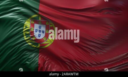 National flag of Portugal on a waving cotton texture background - 3D Rendering Stock Photo
