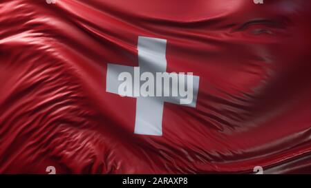 National flag of Switzerland on a waving cotton texture background - 3D Rendering Stock Photo